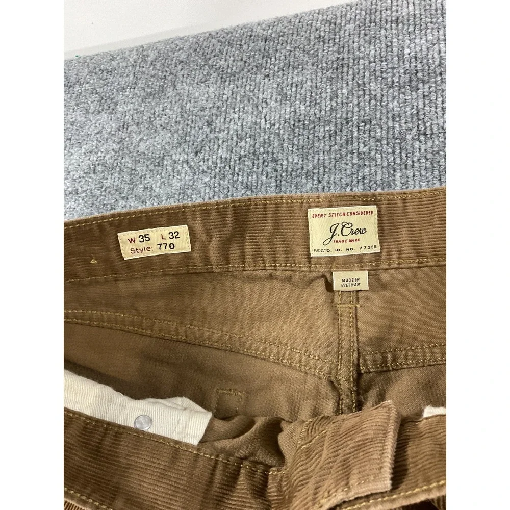 J Crew 770 Corduroy Pants Mens 35x32 Brown Slim Fit Cotton Corduroy Casual Chino